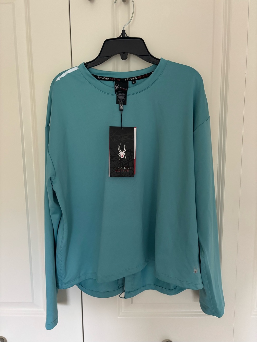NWT Spyder Active Women's Teal Base Layer active Top Long sleeve sz large.